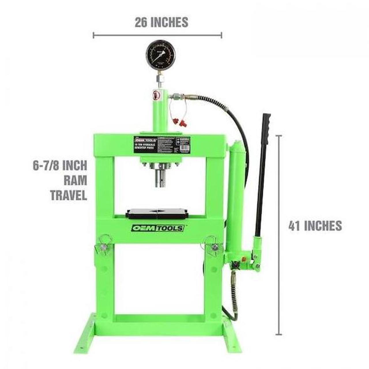 Alt view image 2 of 7 - OEMTOOLS 25088 10 Ton Hydraulic Benchtop Shop Press