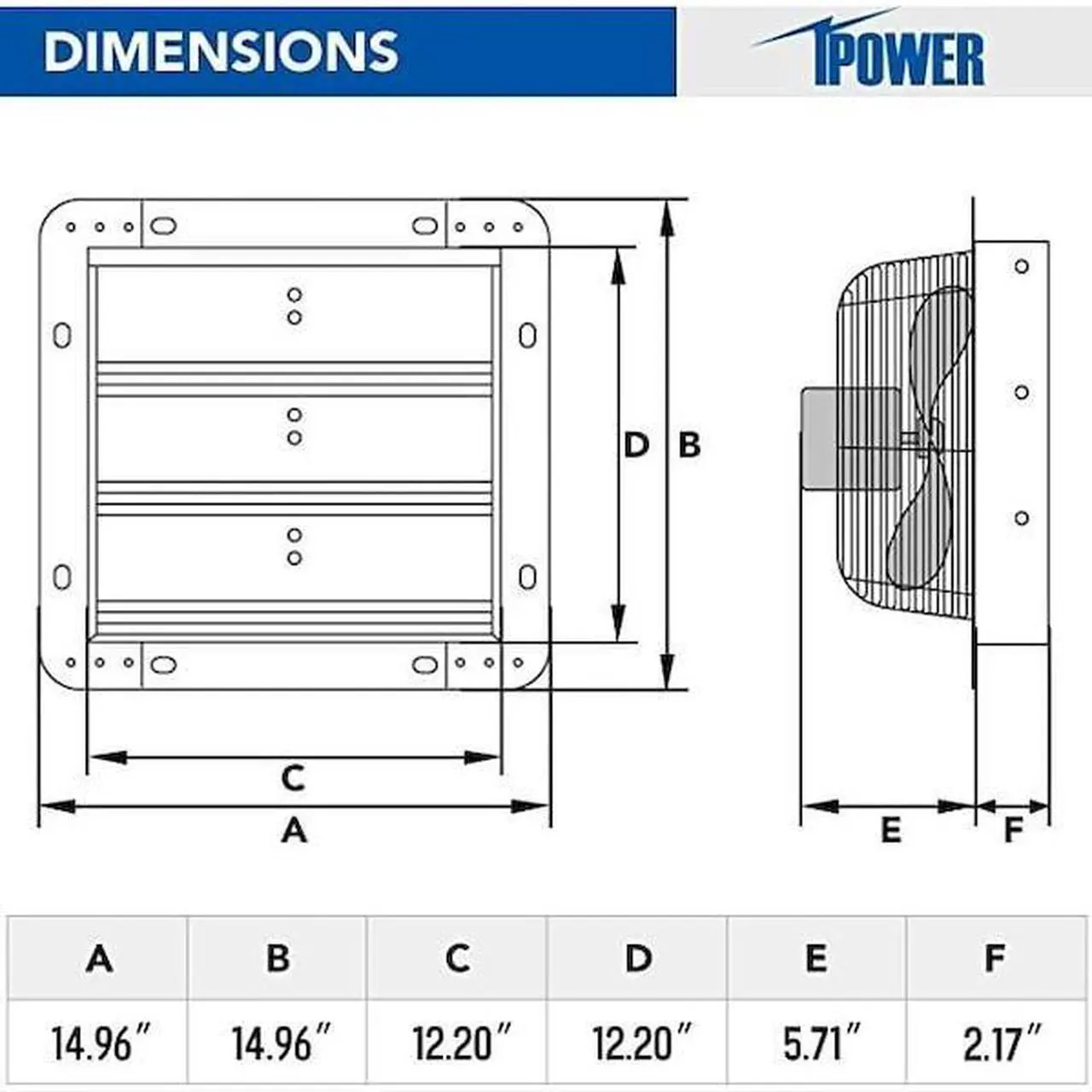 Alt view image 4 of 6 - IPOWER HIFANXEXHAUST12X2 12 Inch Shutter Exhaust Fan Aluminum, 2 PACK, 2PK