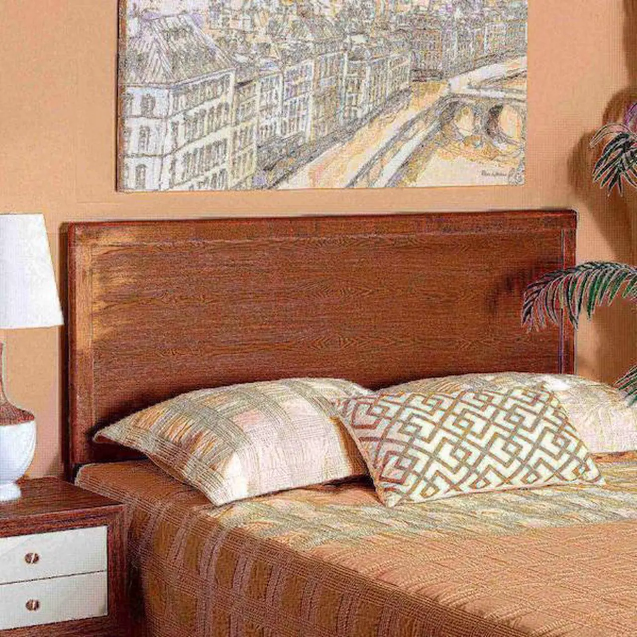 Alt view image 9 of 9 - Baxton Studio Alan Modern and Contemporary Transitional Ash Walnut Finished Wood King Size Headboard