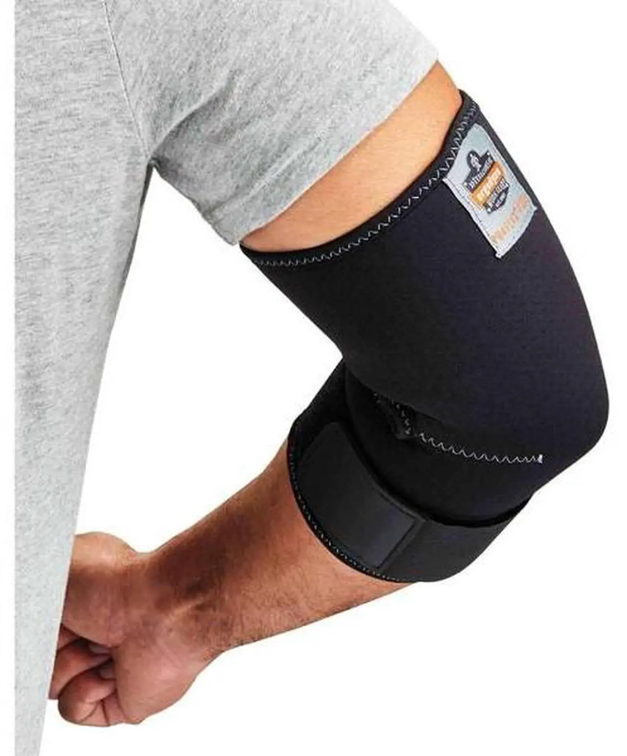 Alt view image 3 of 4 - Ergodyne ProFlex 655 Neoprene Elbow Sleeve with Strap, Black, Large