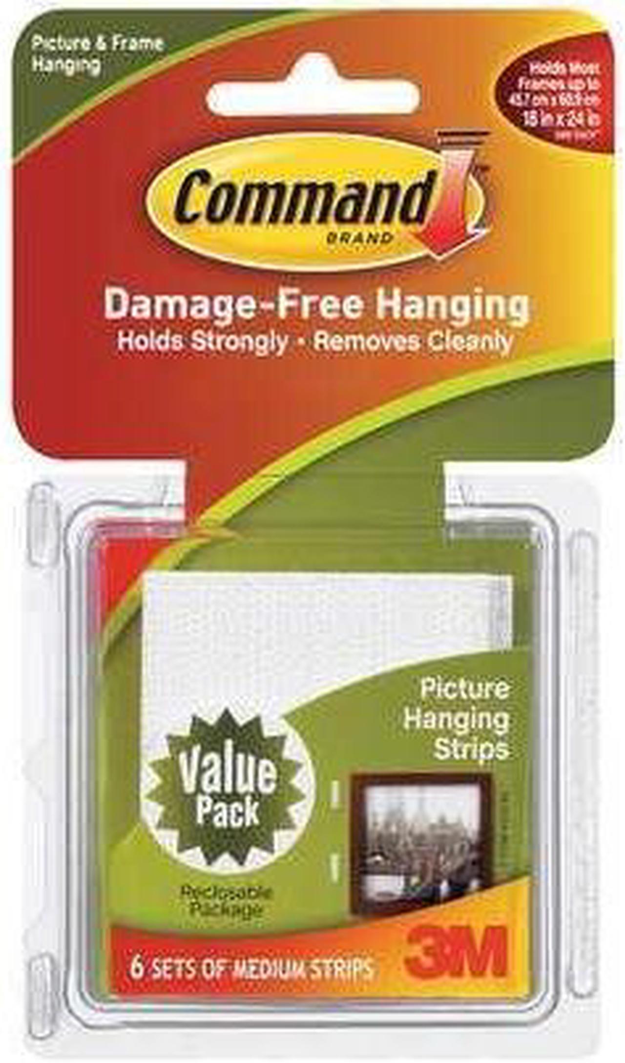 COMMAND 17204 Medium Picture Hanging Strip, Pk 6