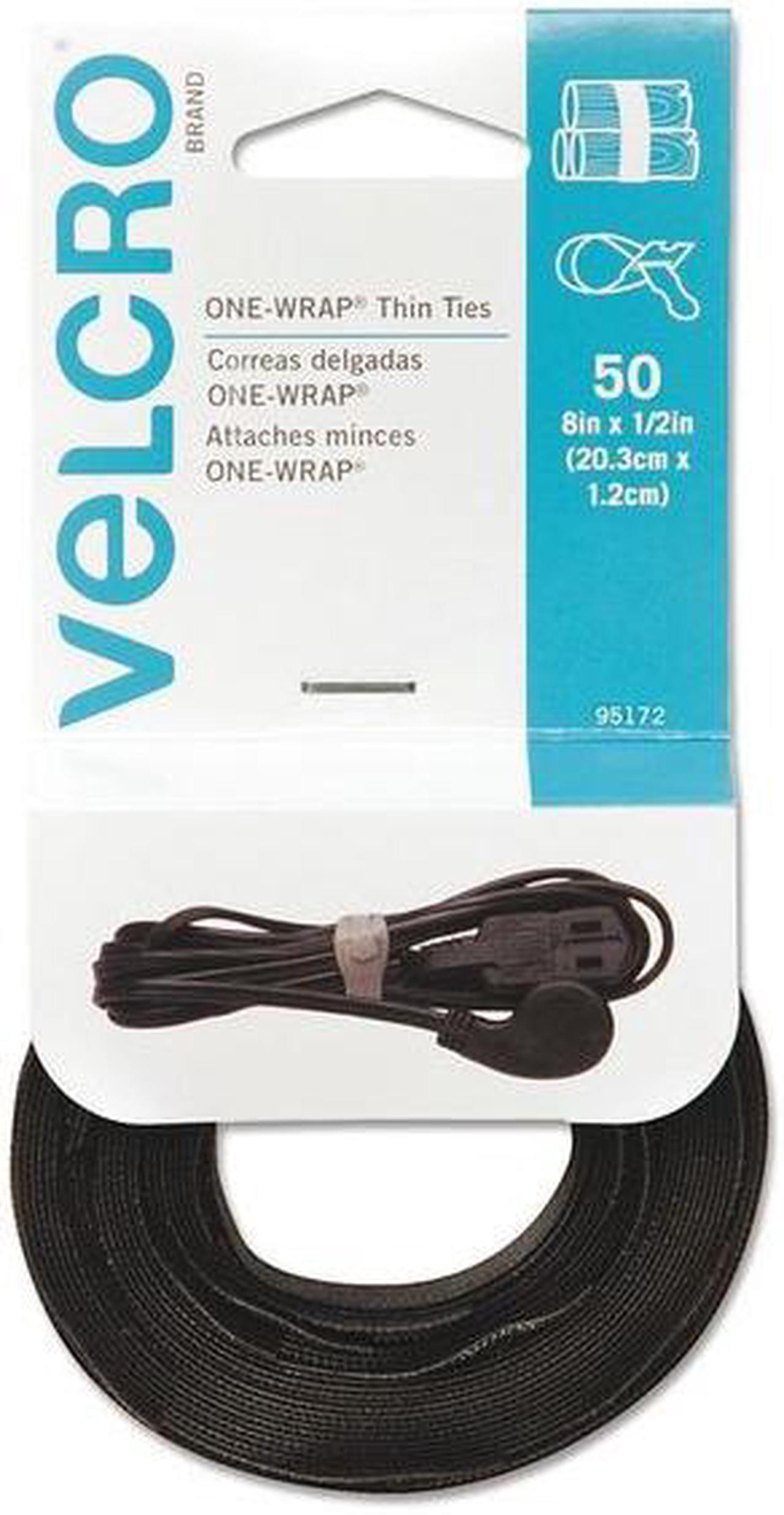 Alt view image 2 of 19 - Velcro Brand One-Wrap Pre-Cut Thin Ties, 0.5" X 8", Black, 50/Pack 95172