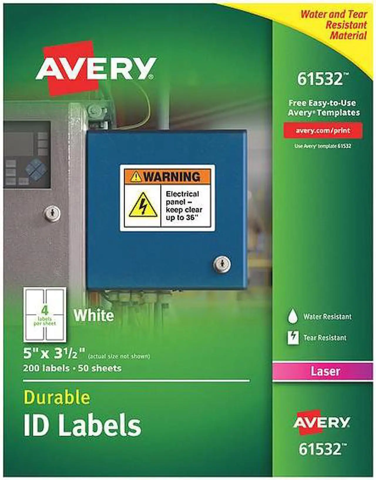 Alt view image 14 of 15 - Avery Durable ID Labels, TrueBlock Technology, Permanent Adhesive, 5” x 3-1/2”, 200 Labels (61532)