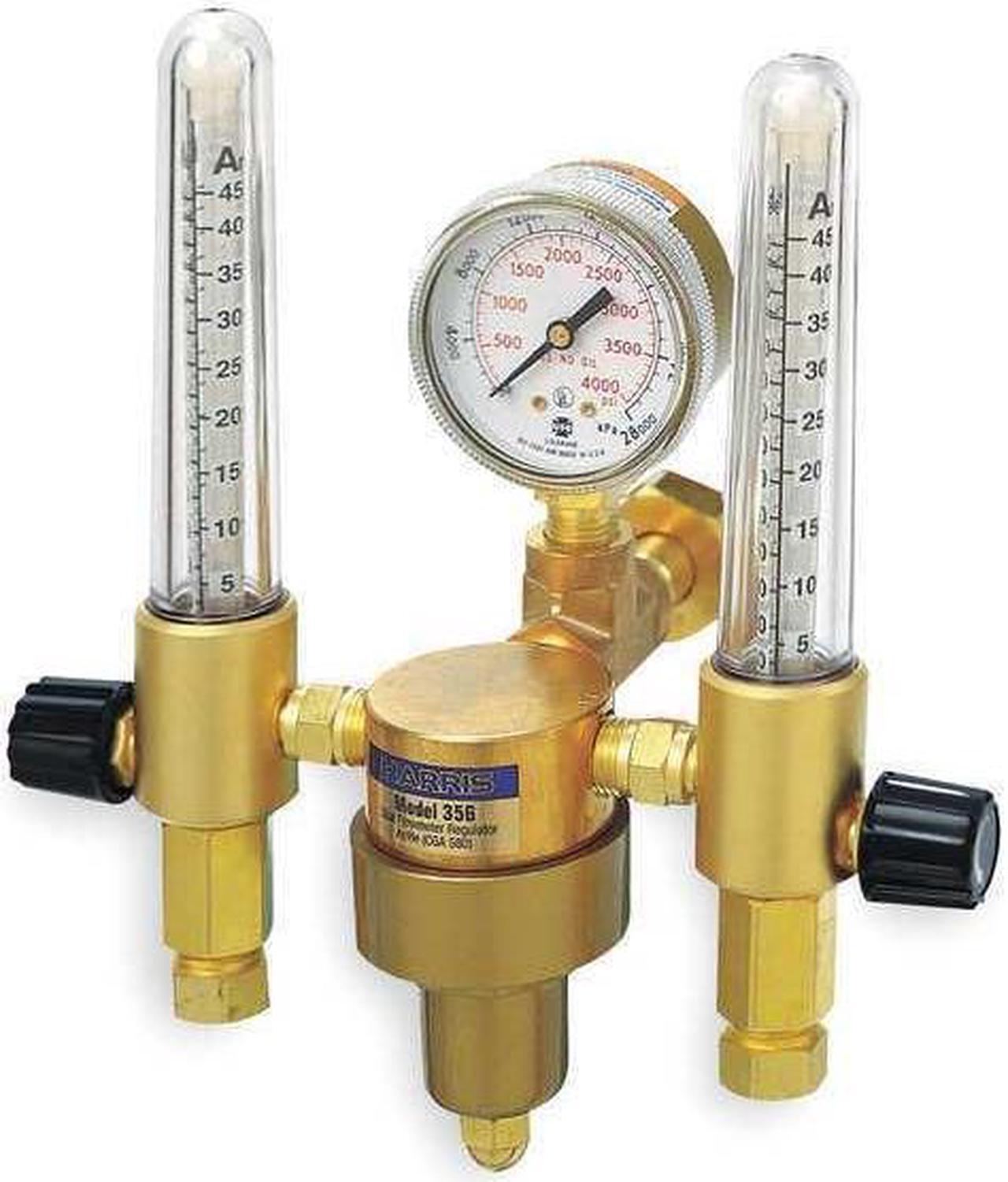 Alt view image 3 of 3 - HARRIS 356-Ar/He-580 Dual Flowmeter Regulator, Argon, Helium, Single Stage,