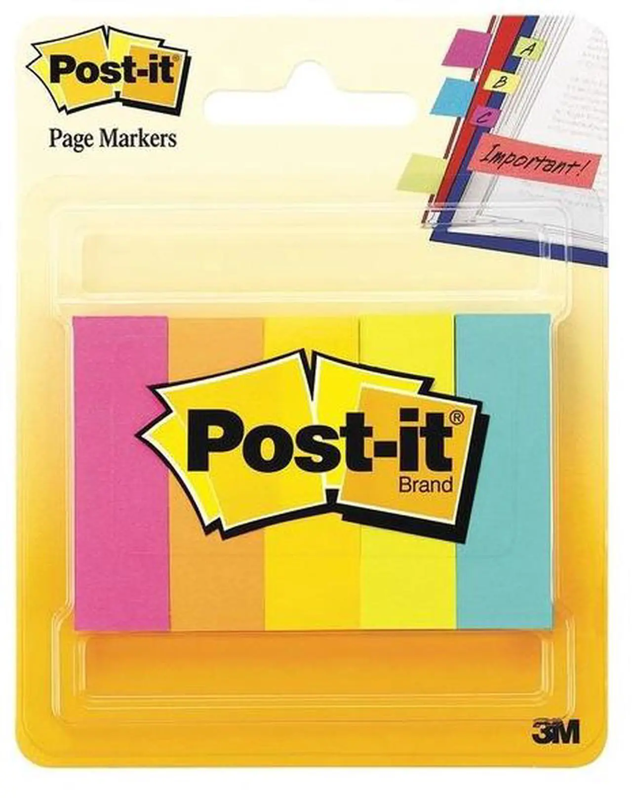 Main image of Post-it Page Flag Markers Assorted Brights 100 Strips/Pad 5 Pads/Pack 6705AN