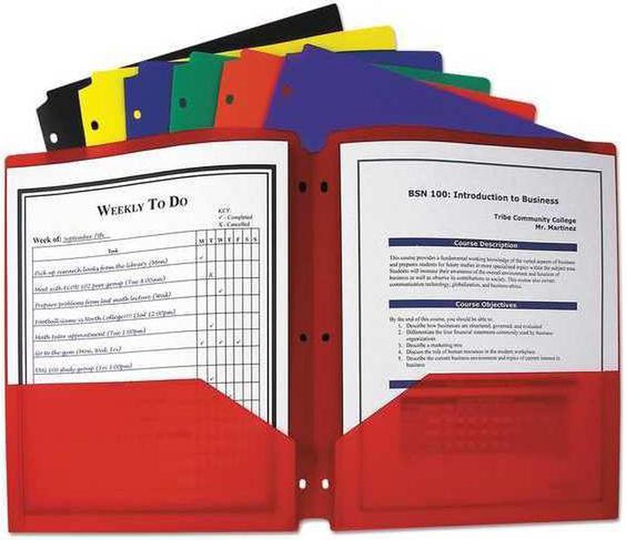 Alt view image 4 of 18 - C-Line Two-Pocket Heavyweight Poly Portfolio Folder w/3-Hole Punch Letter Assorted 33930