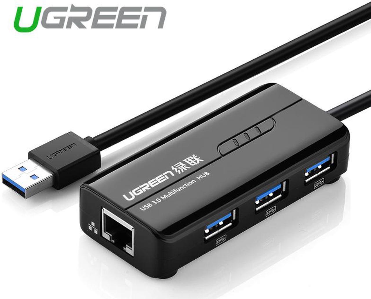 UGREEN 3 Ports USB 3.0 Hub with 10/100/1000Mbps Gigabit Ethernet Network Support Windows 8.1/8/7, XP, Vista, Mac OS X and Linux