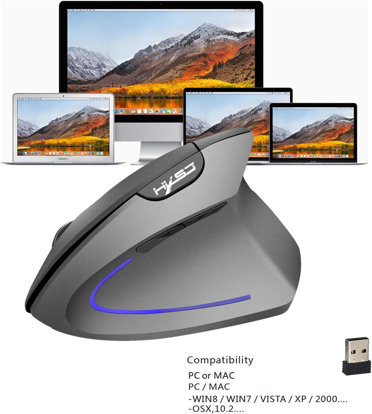 Alt view image 7 of 7 - HXSJ T22 2400 DPI Vertical Mouse 2.4GHz Wireless Vertical Mouse With USB Receiver Gaming Mouse Ergonomics Mause For Desktop PC Game Mice