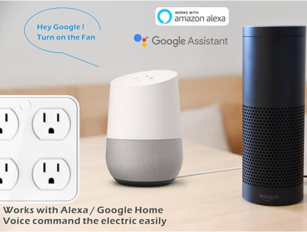 Alt view image 6 of 7 - Wireless Wall Tap Smart Plug, Surge Protector, 4 Outlet Extender with 4 USB Charging Ports, Compatible with Alexa Google Assistant, no Hub Required (4 Outlets,4 USB Ports), ETL Certified