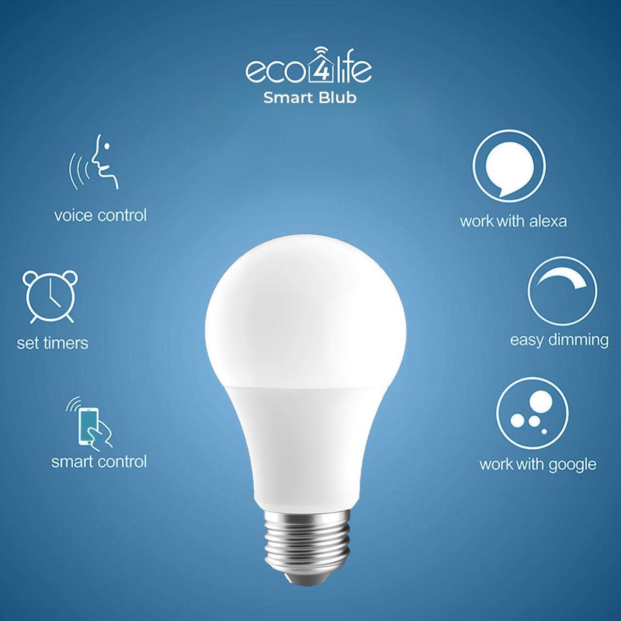 Alt view image 3 of 6 - Smart WiFi LED Light Bulb, Works with Alexa and Google Assistant, 9W (60W Equivalent) RGBW LED Bulb, No Hub Required, Mobile App Remote Control, Soft White and Multi-Color Lights