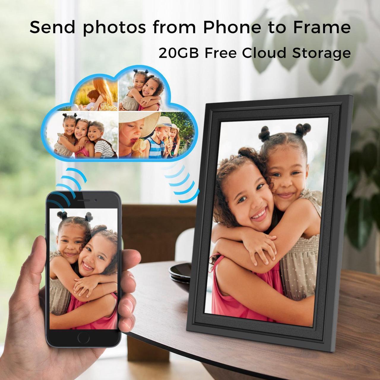 Alt view image 2 of 7 - Sungale 10.1 True Cloud Frame with Editable Cloud Albums, IPS HD Touch Screen, 20GB Free Cloud Storage, Computer or App Remote Manage, Easy Setup, Full Features & Functions, 16GB Storage, Auto-Rotate