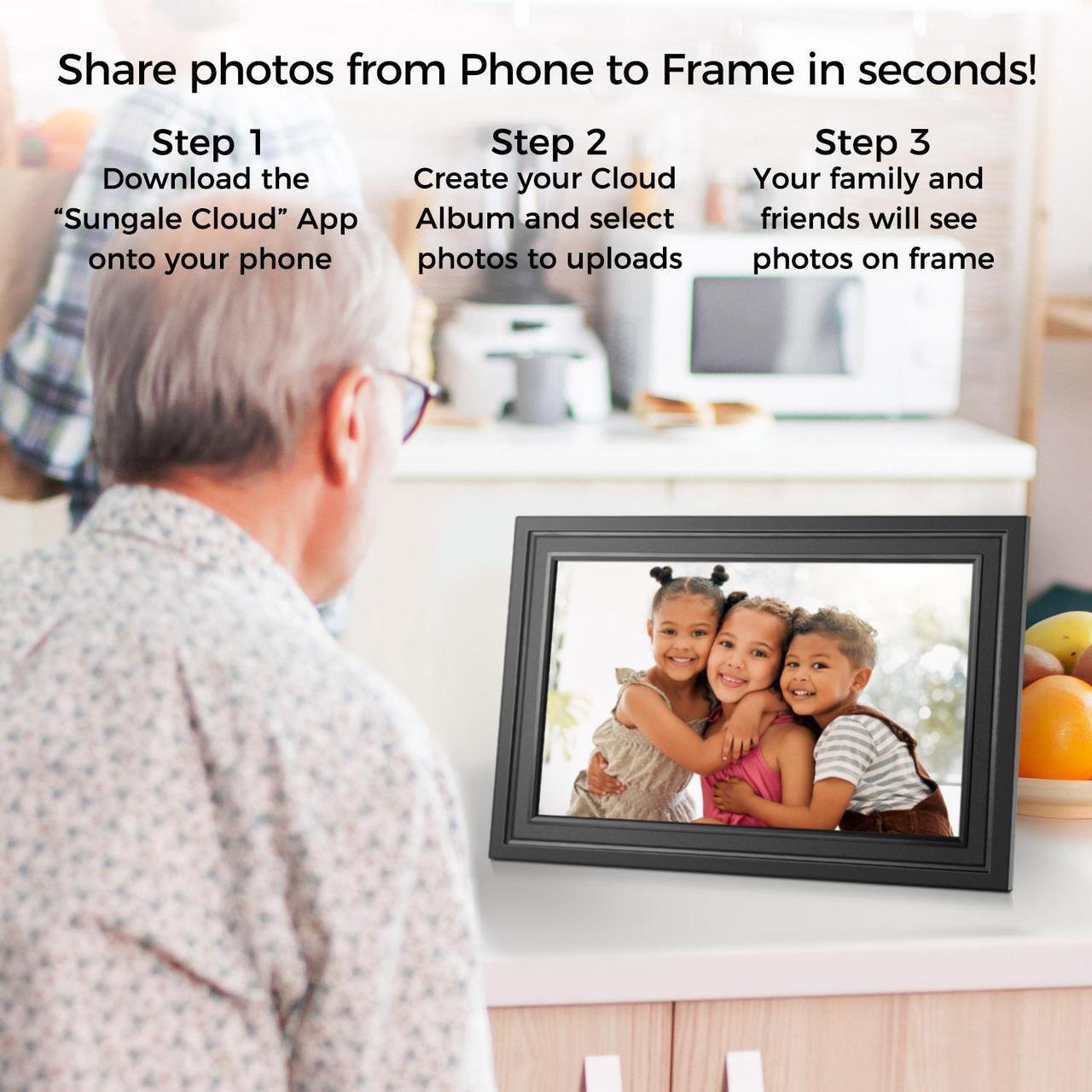 Alt view image 3 of 7 - Sungale 10.1 True Cloud Frame with Editable Cloud Albums, IPS HD Touch Screen, 20GB Free Cloud Storage, Computer or App Remote Manage, Easy Setup, Full Features & Functions, 16GB Storage, Auto-Rotate