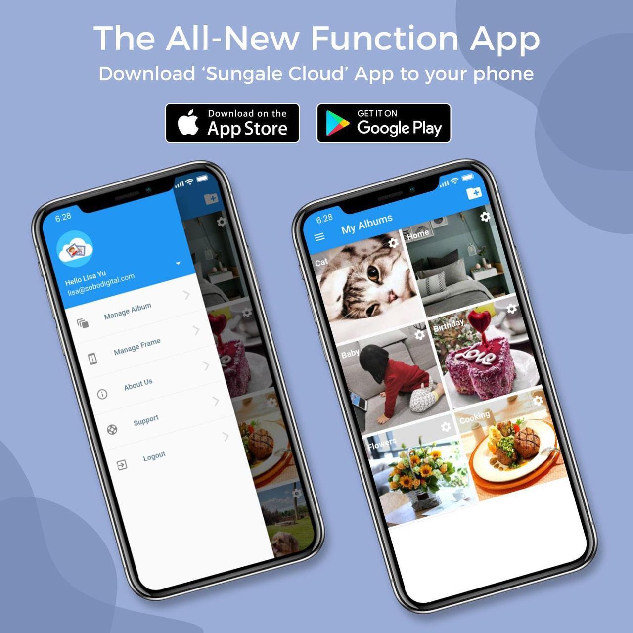 Alt view image 5 of 7 - Sungale 10.1 True Cloud Frame with Editable Cloud Albums, IPS HD Touch Screen, 20GB Free Cloud Storage, Computer or App Remote Manage, Easy Setup, Full Features & Functions, 16GB Storage, Auto-Rotate