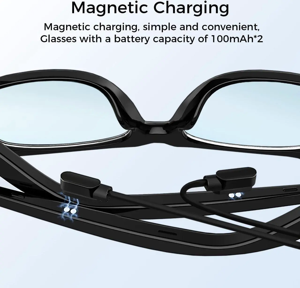 Alt view image 5 of 7 - Alpha Digital Smart Glasses with Built-in Mic & Speakers, Voice Assistant, 2 Interchangeable Magnetic Clipover Lenses, Open Ear Music & Clear Calling, IP65 Waterproof
