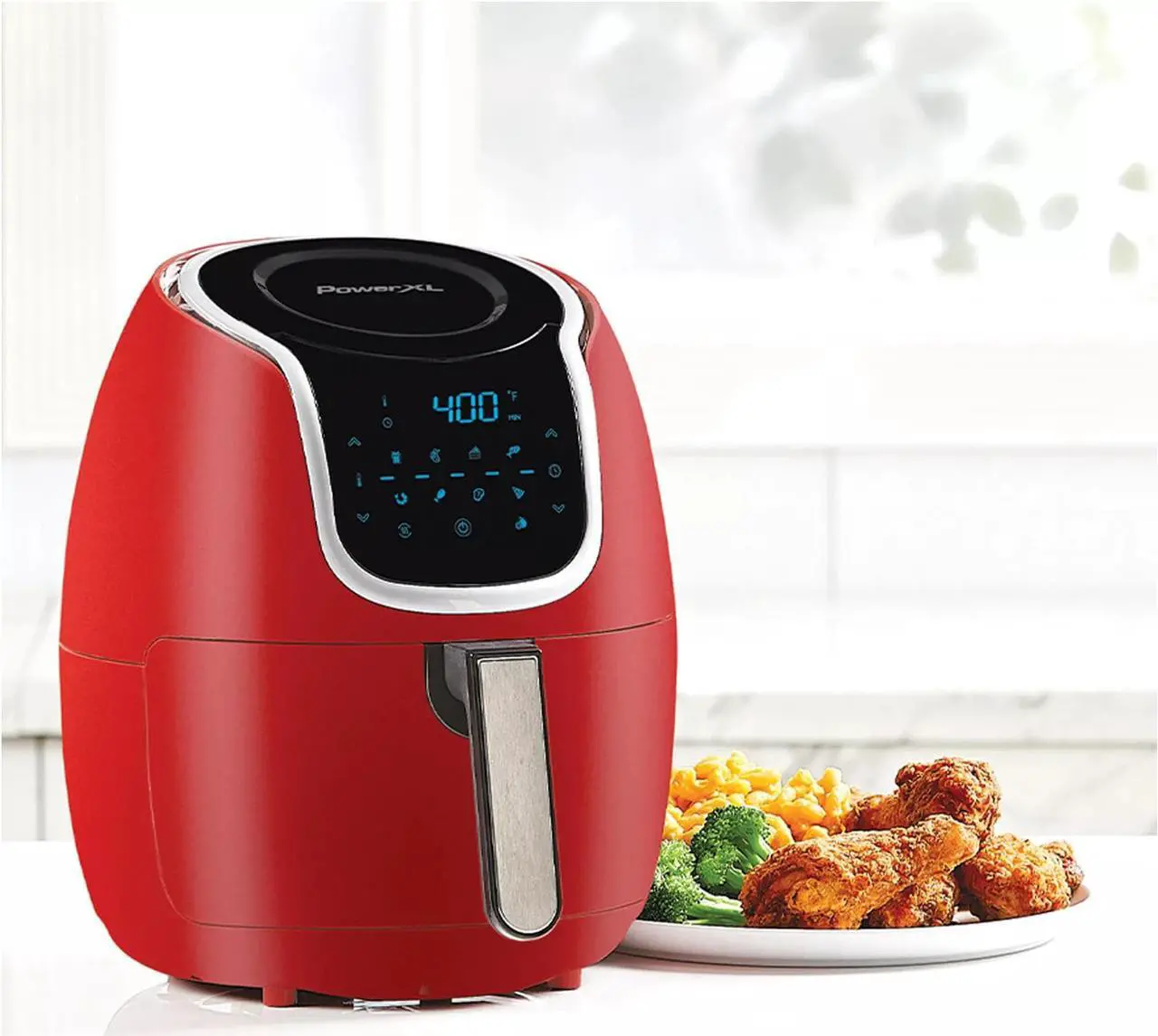 Alt view image 2 of 3 - PowerXL 1500W Vortex 5qt 7-in-1 Digital Air Fryer (Red)