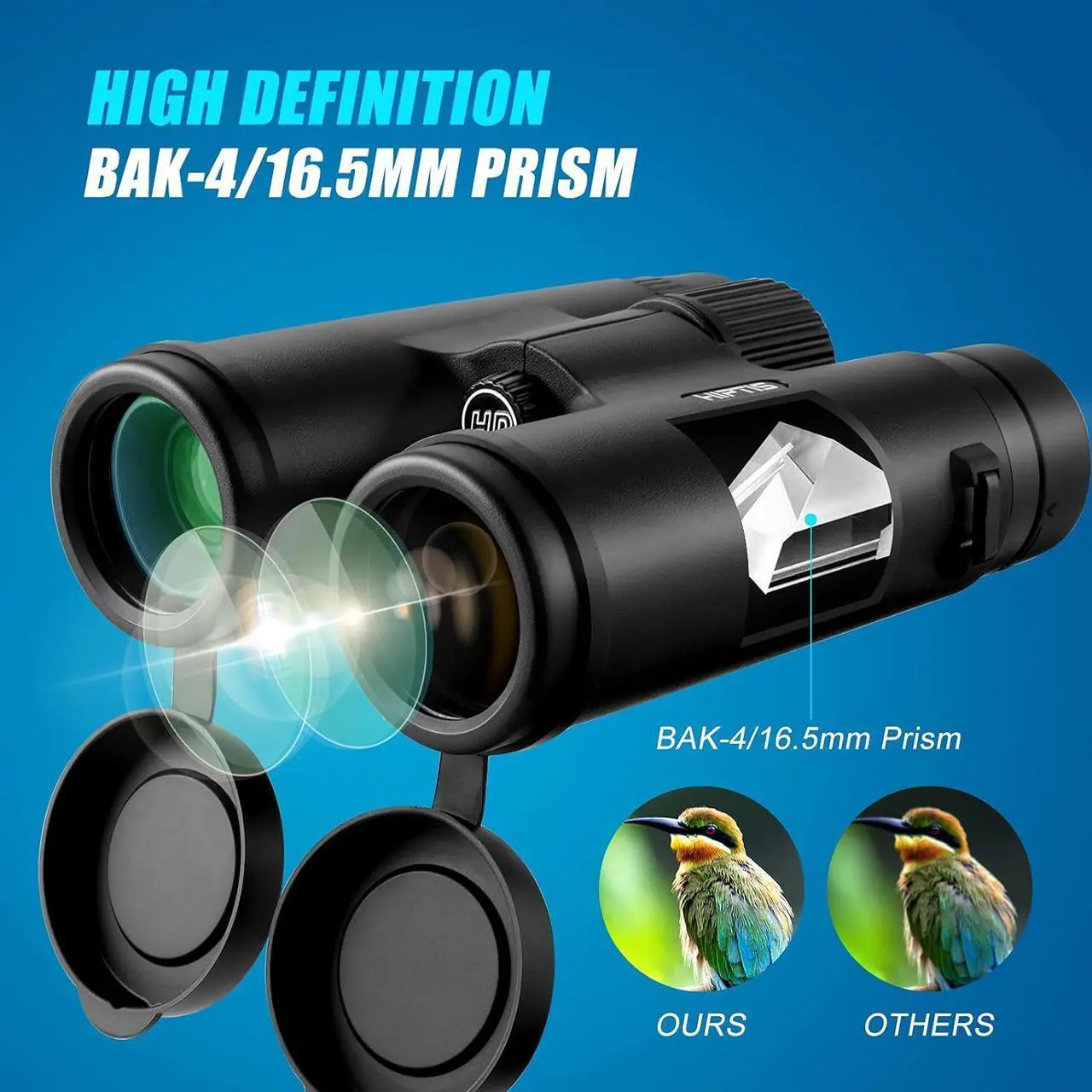 Alt view image 3 of 3 - HIPTIS Binoculars, 12x42mm Professional Binoculars for Adults, HD Binocular Telescope with Night Vision, Lightweight Binoculars for Hunting, Bird Watching Climbing, Stargazing, Travelling