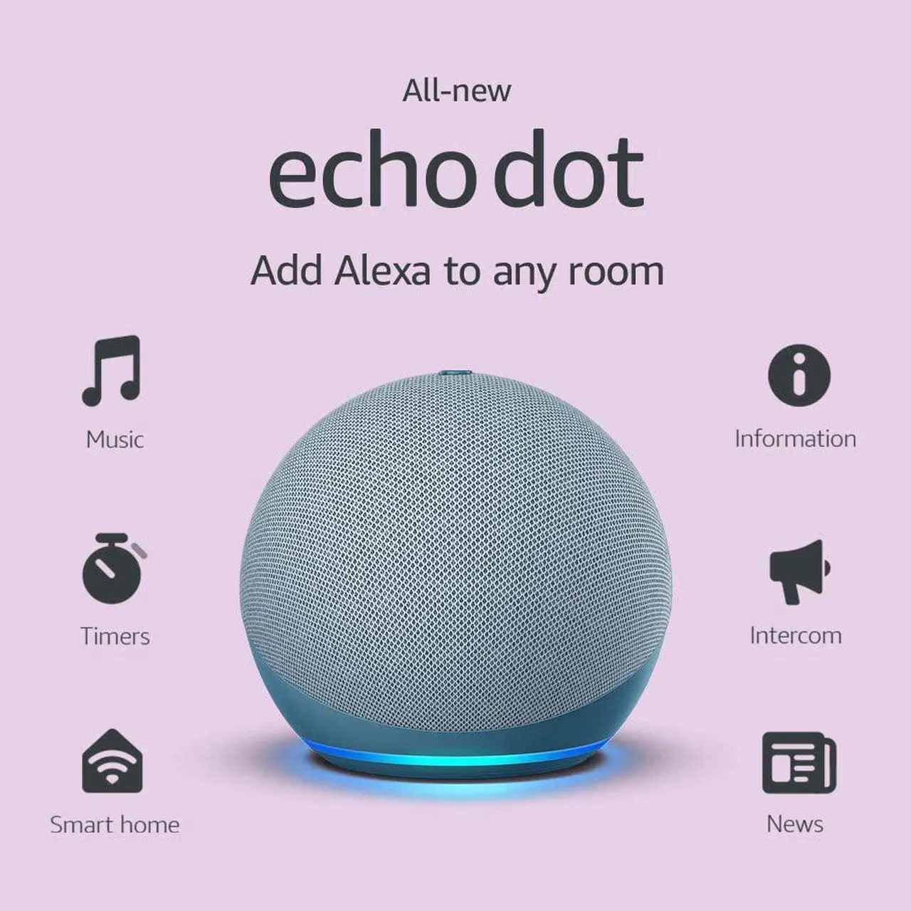 Alt view image 2 of 10 - Amazon Echo Dot 4 Smart Speaker 4th Gen with Alexa Twilight Blue 2020 release B7W64E