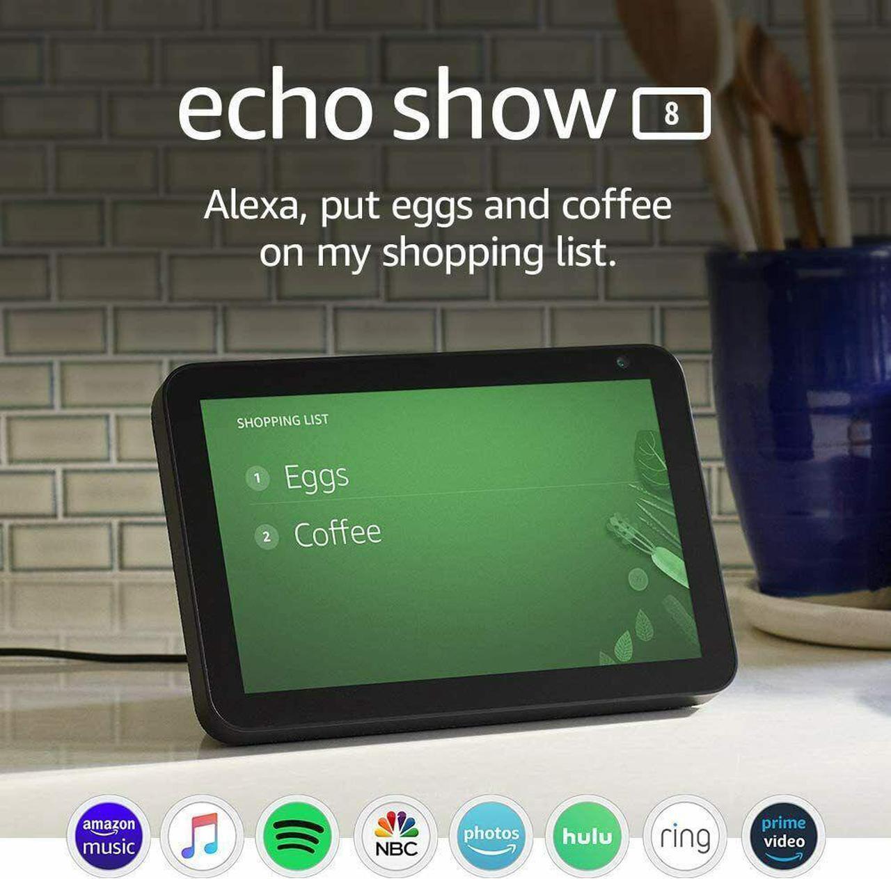 Alt view image 2 of 10 - Amazon Echo Show 8 HD Smart Display with Alexa - Charcoal C7H6N3