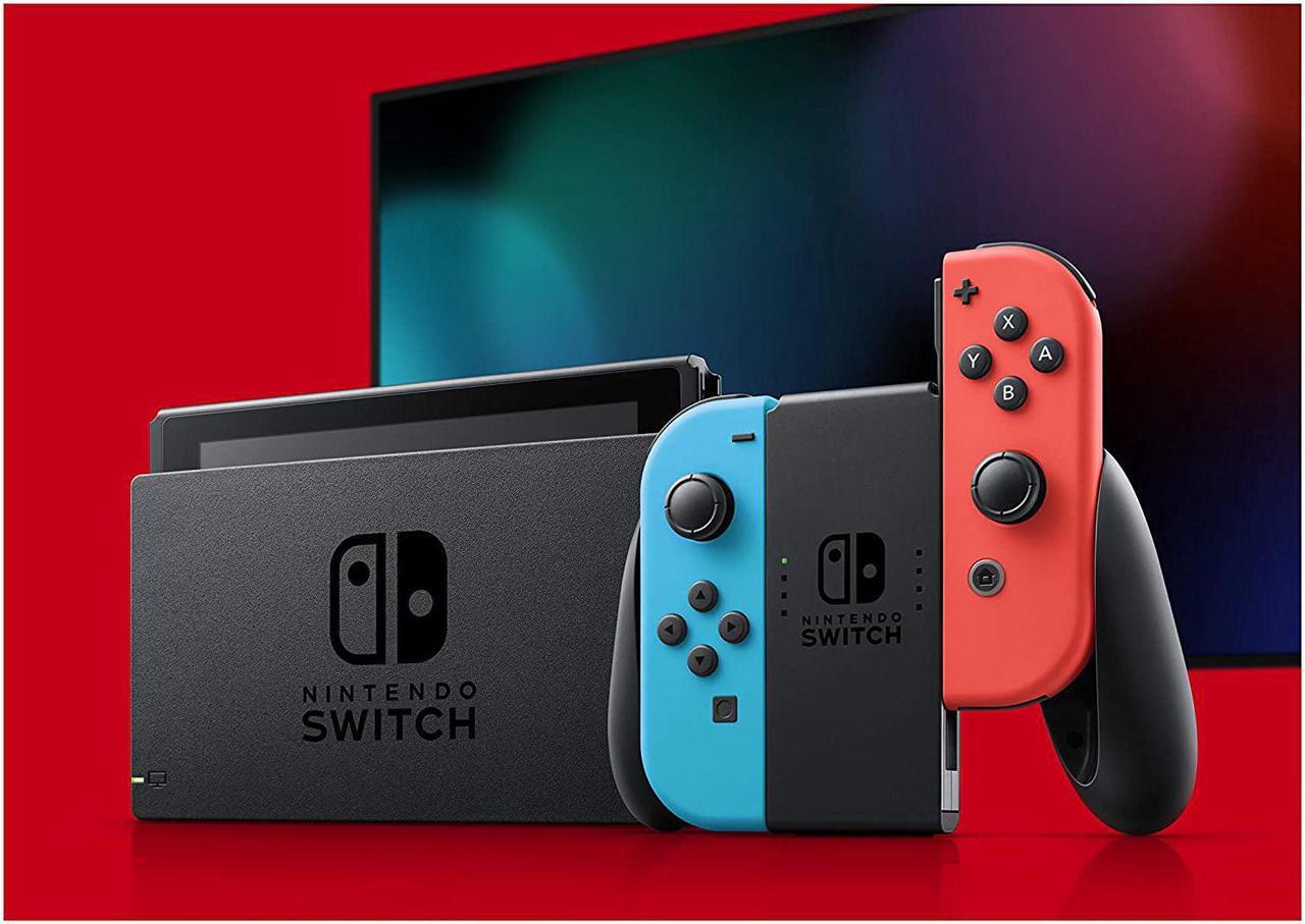 Alt view image 5 of 20 - Nintendo Switch 32GB Console - Neon Red / Neon Blue Joy-Con - HADSKABAA HAC-001(-01)