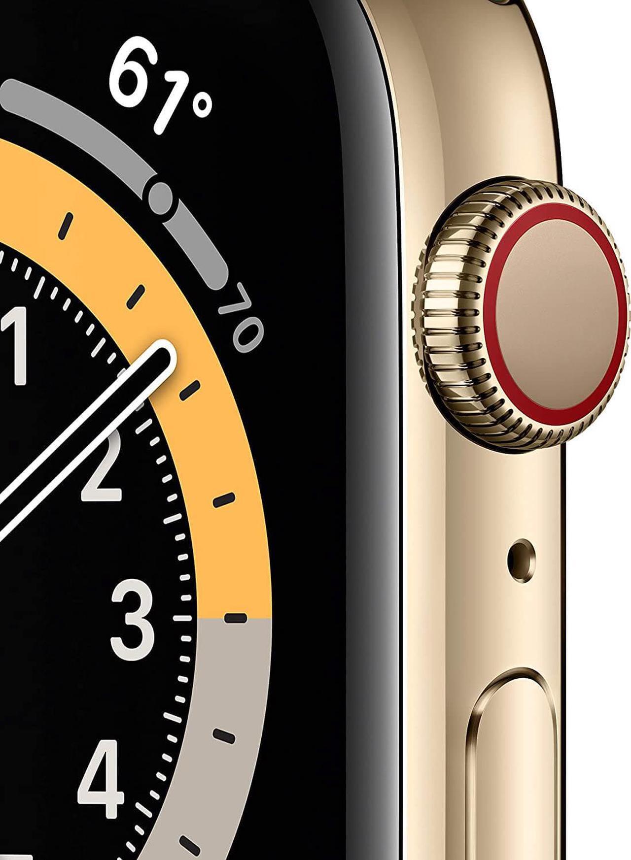 Alt view image 2 of 5 - Apple Watch Series 6 44mm Gold Stainless Case Cyprus Green Sport Band M07N3LL/A