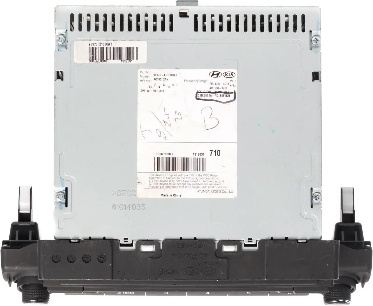 Alt view image 5 of 5 - 2017-2018 Hyundai Elantra AM FM Radio Single Disc CD MP3 Player 96170-F2100UAT