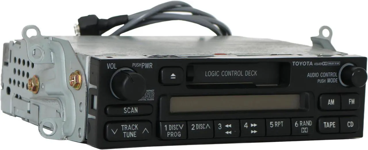 Alt view image 2 of 5 - 1997-02 Toyota Corolla Tacoma Radio AMFM Cassette w Aux Input 86120-04090 A56409