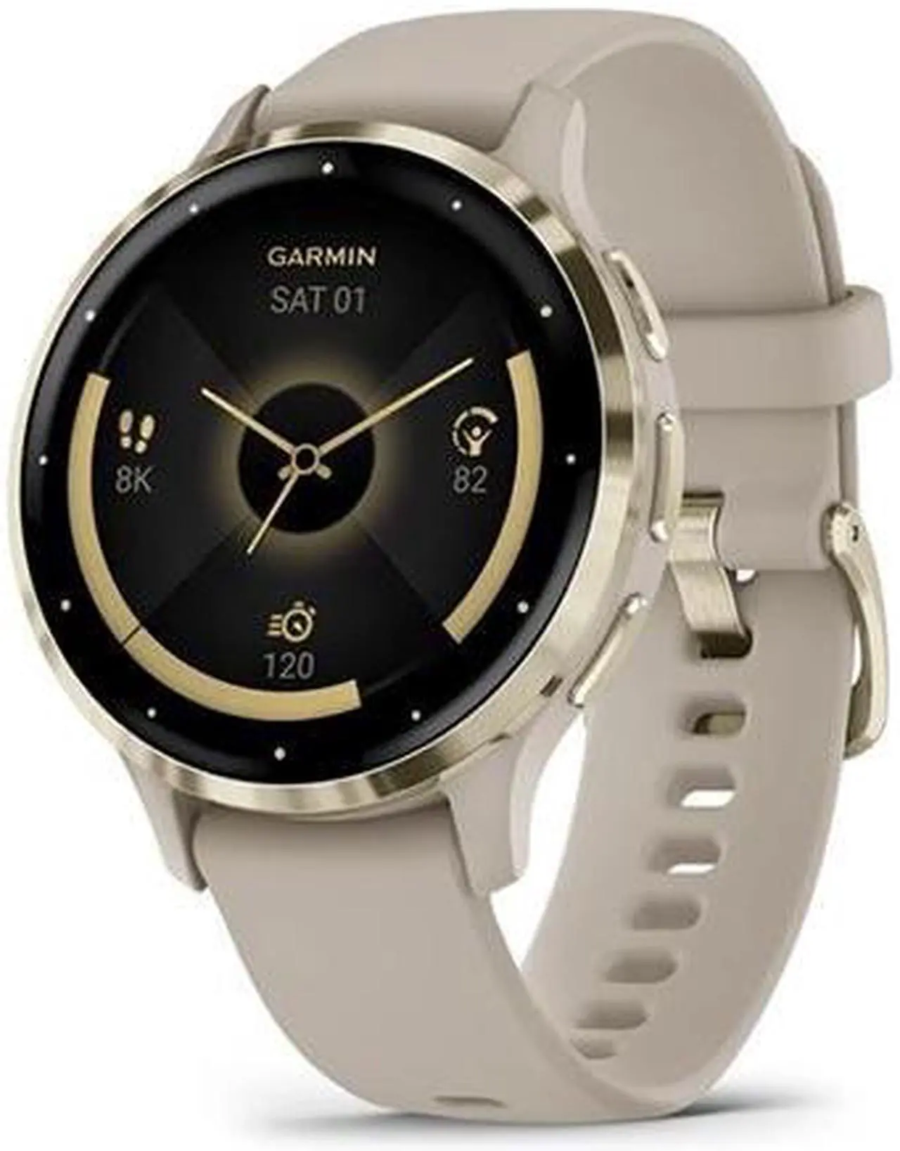 Alt view image 7 of 8 - Garmin Venu 3S, Soft Gold Stainless Steel Bezel with French Gray Case and Silicone Band | Smart Watch 010-02785-02