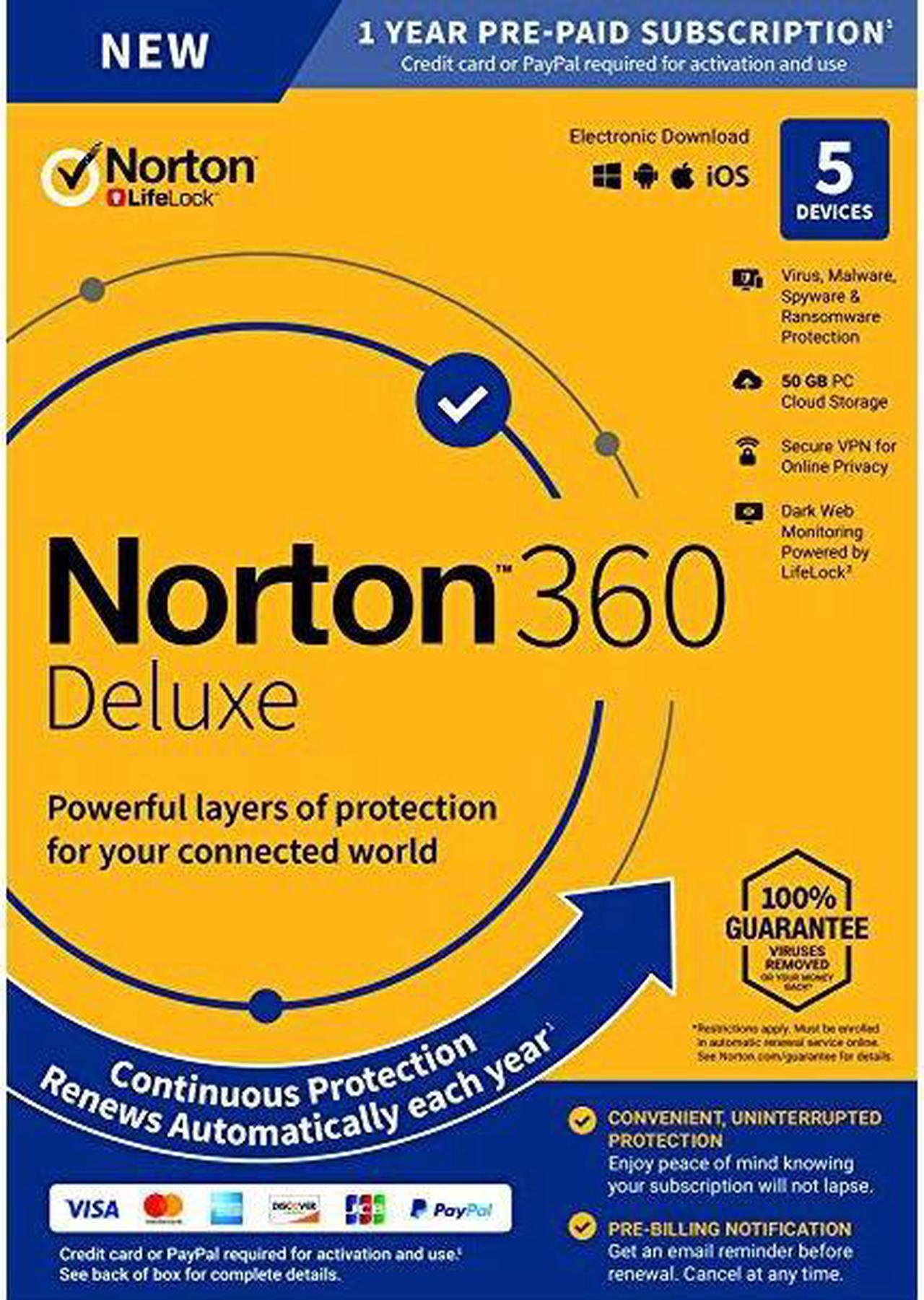 Norton 360 Deluxe for 5 Devices (1 Year)