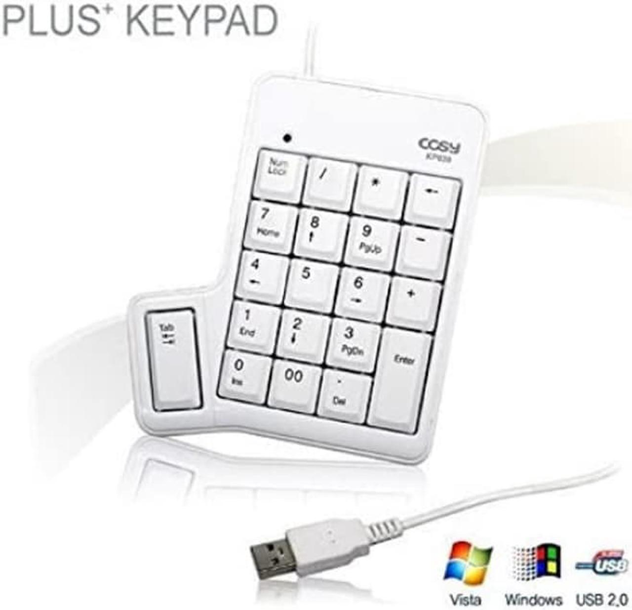 Alt view image 2 of 5 - 20 Keys Plus Keypad Added Tab, 00, Backspace Numeric Keypad USB 2.0 White or Black x 1