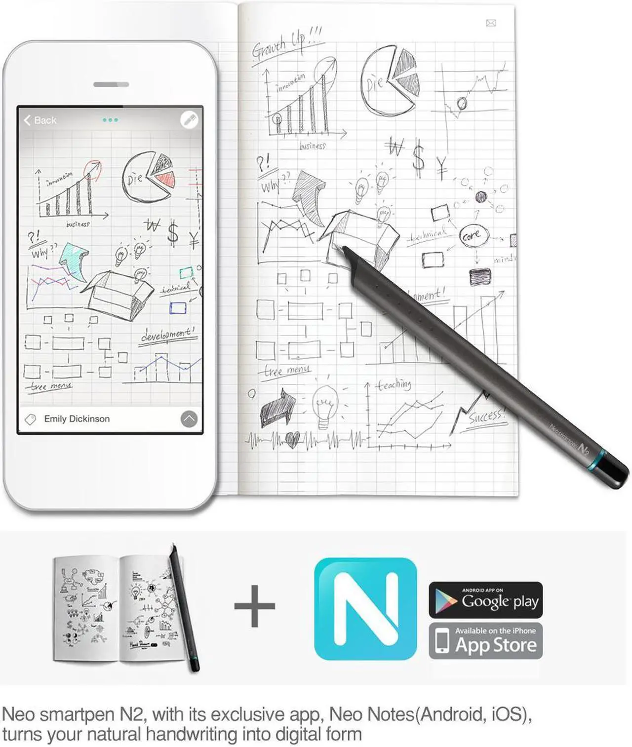 Alt view image 3 of 7 - Neo SmartPen Handwritten Notes into Digital Application Digital Pen (Silver or Black x 1)