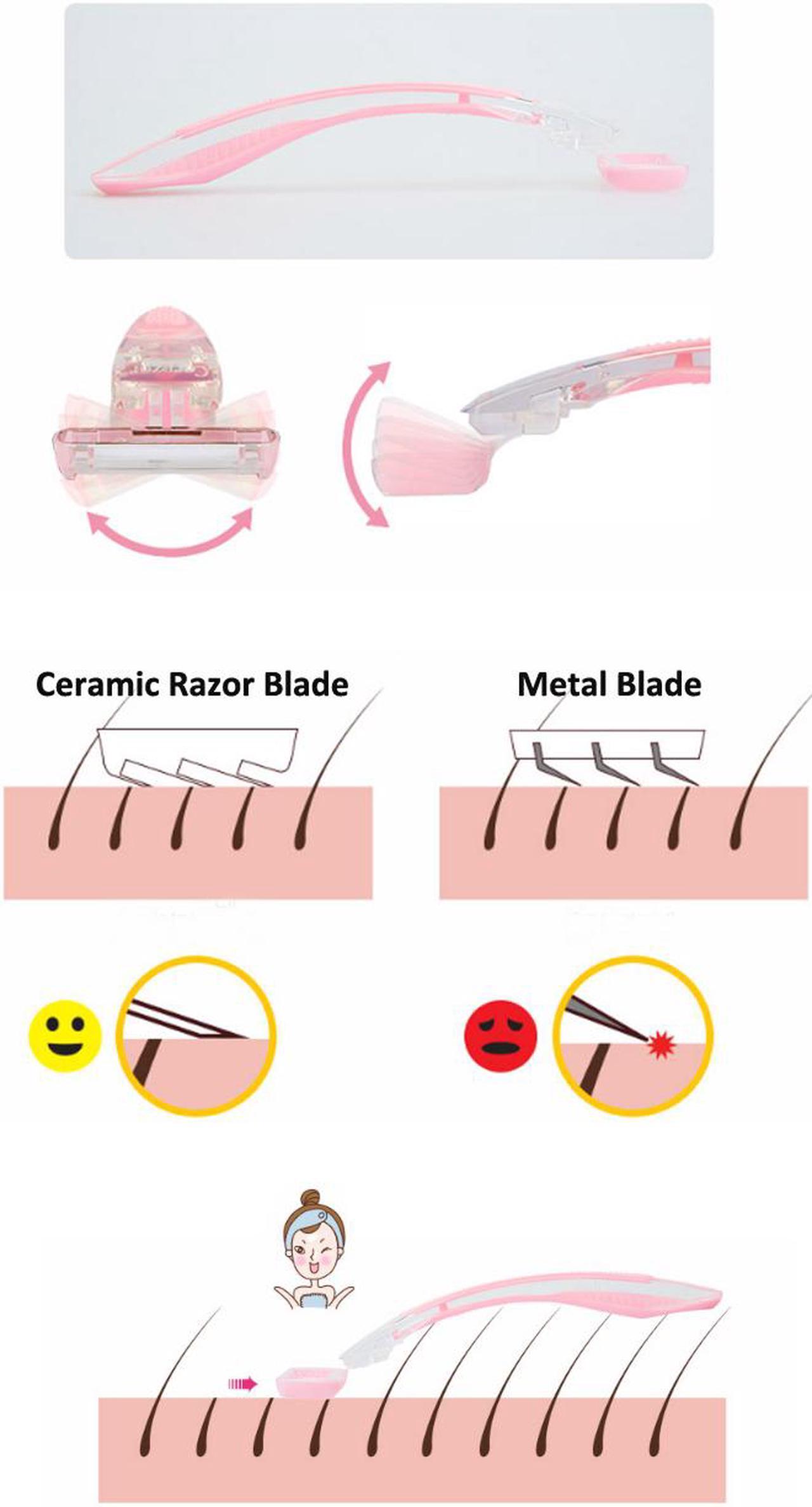 Alt view image 5 of 5 - Premium Hair Shaver Ceramic Razor Face & Body No Skin Damage Rust-free World's first Non-Metallic Eyebrow Trimmer (Woman)