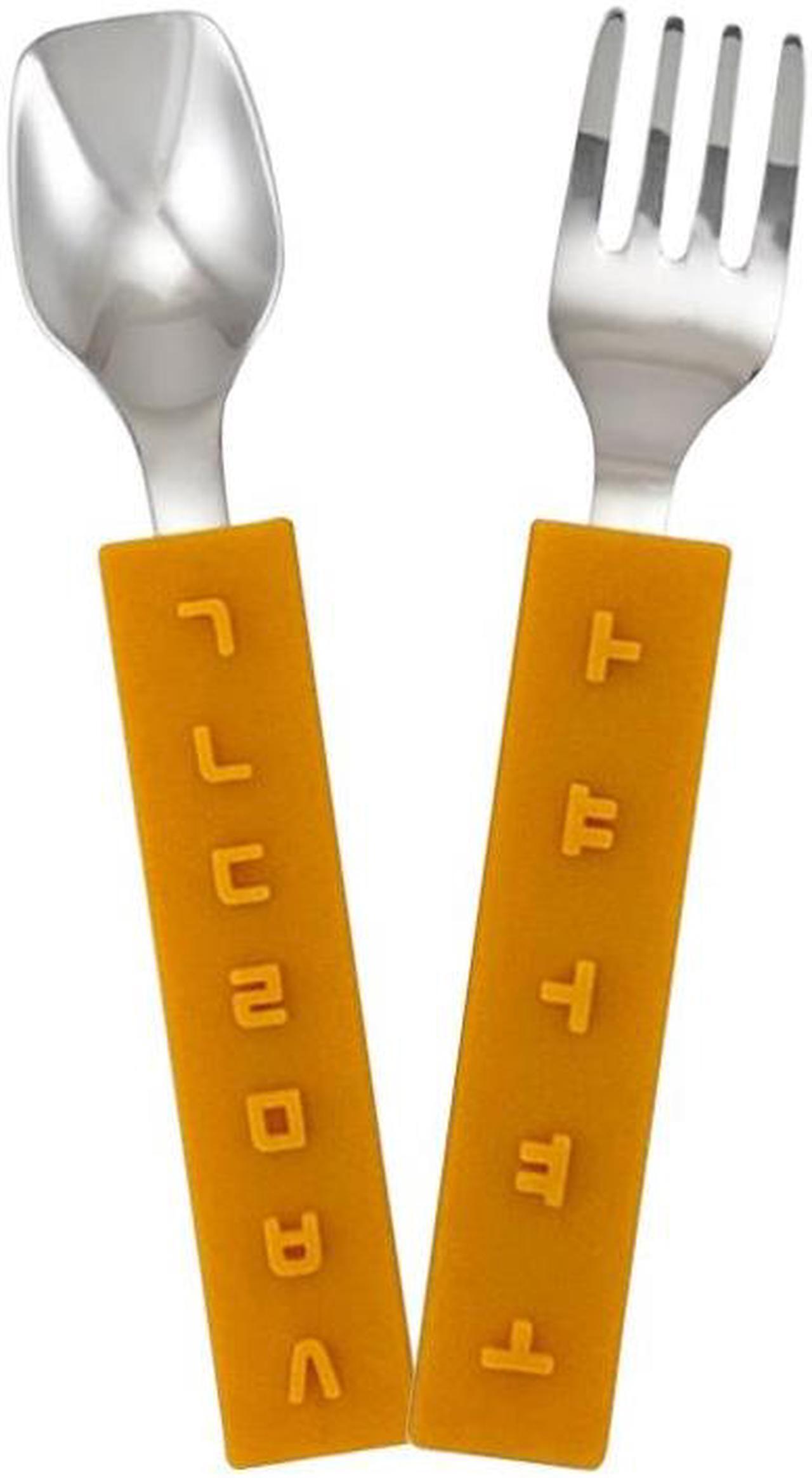 Main image of Baby Spoon Fork set Child Kids Infant Gift Korean Alphabet Design Hangeul Pattern