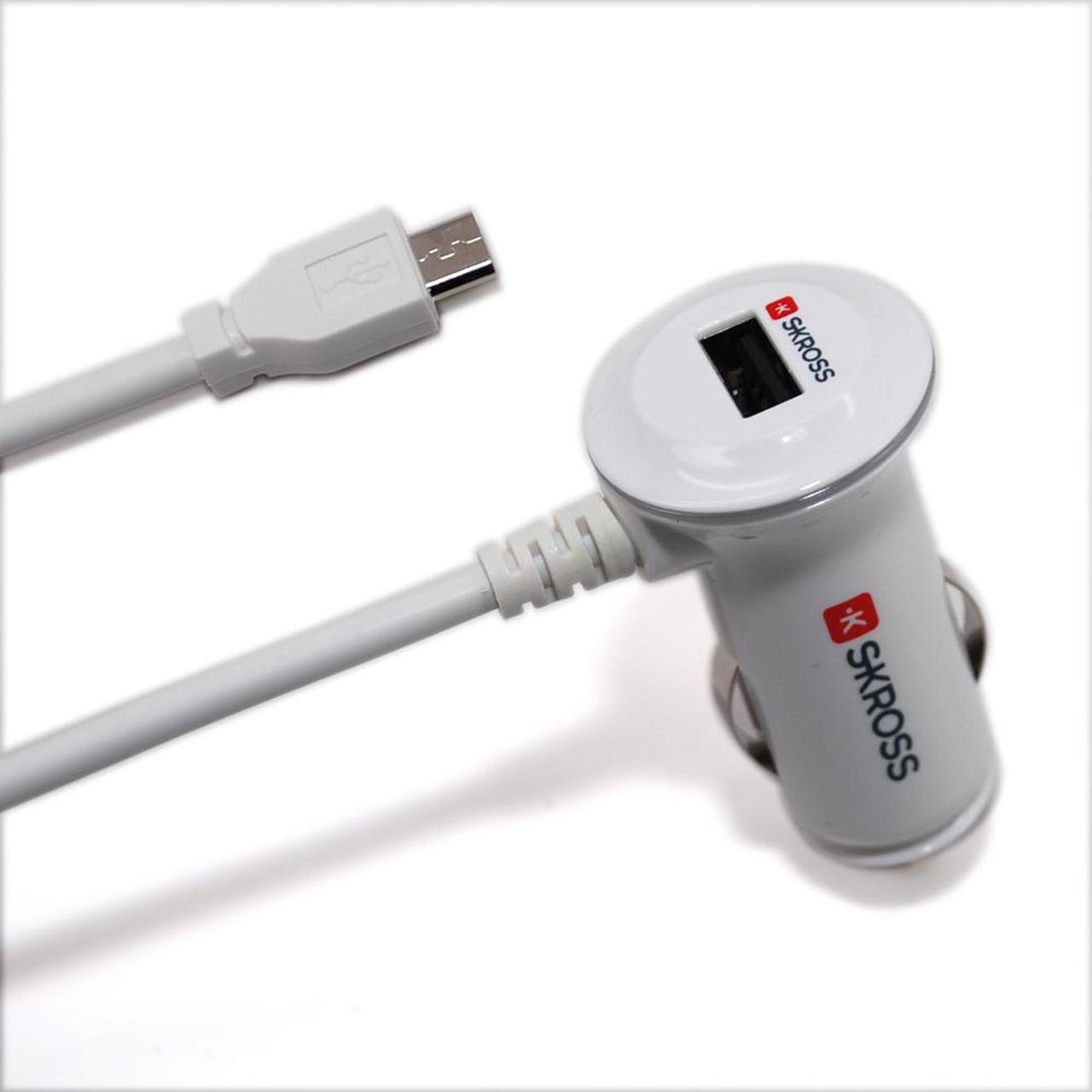 Skross Midget Plus In-Car Charging With Micro USB -USB for SmartPhone tablet White 2.900613