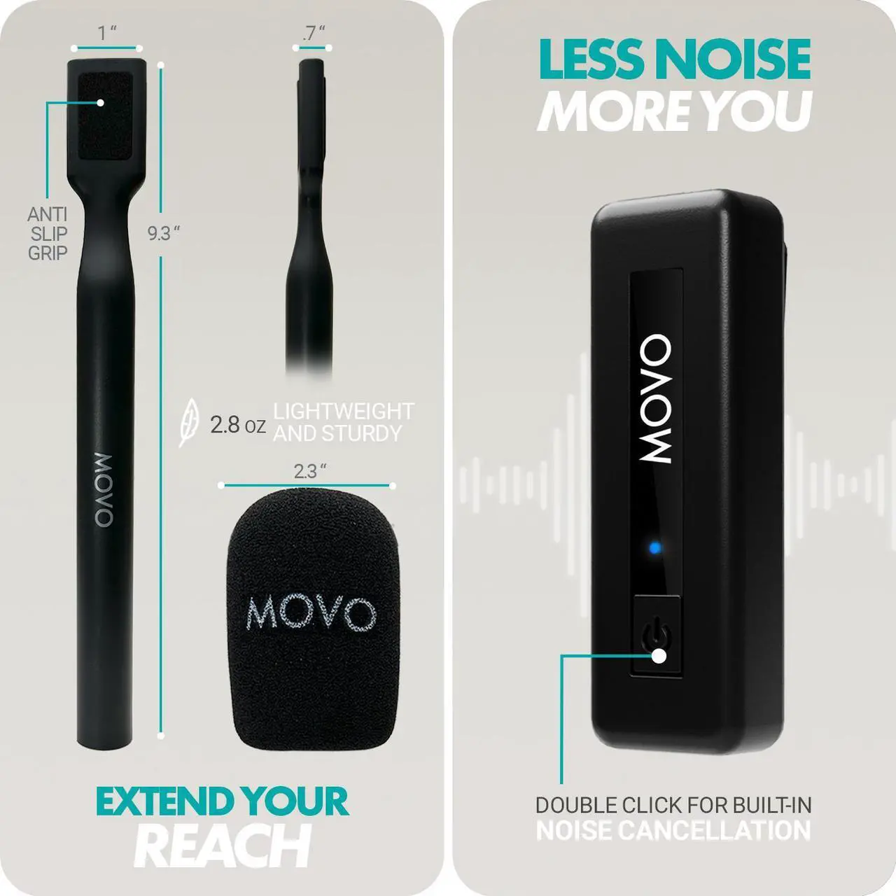 Alt view image 3 of 7 - Movo Wireless Mini UC Ultra Compact Wireless Lavalier Microphone for iPhone 15 with WMX-HM Handheld Adapter - Lapel Mic with Handle Mount for Content Creators, Interviews, Reporting and More