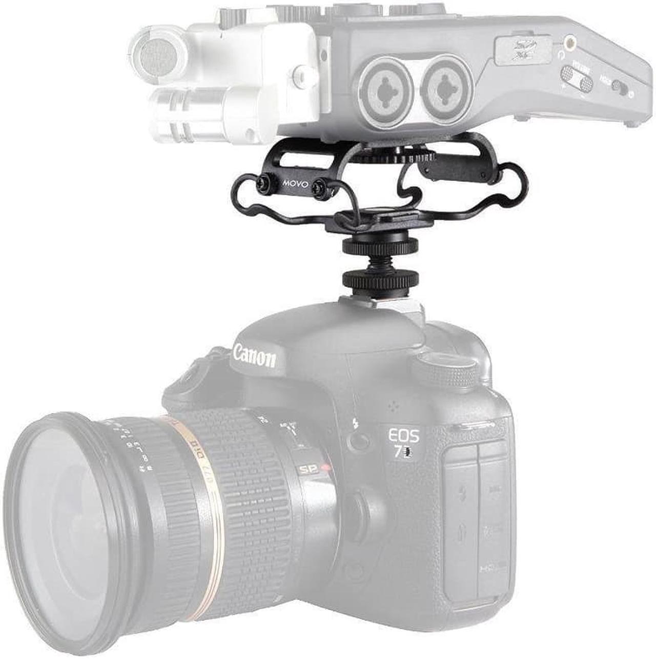 Alt view image 3 of 4 - Movo SMM5-B Universal Microphone and Portable Recorder Shock Mount - Fits The Zoom H4n, H5, H6, Tascam DR-40, DR-05, DR-07 with 1/4" Mounting Screw (Black/Black)