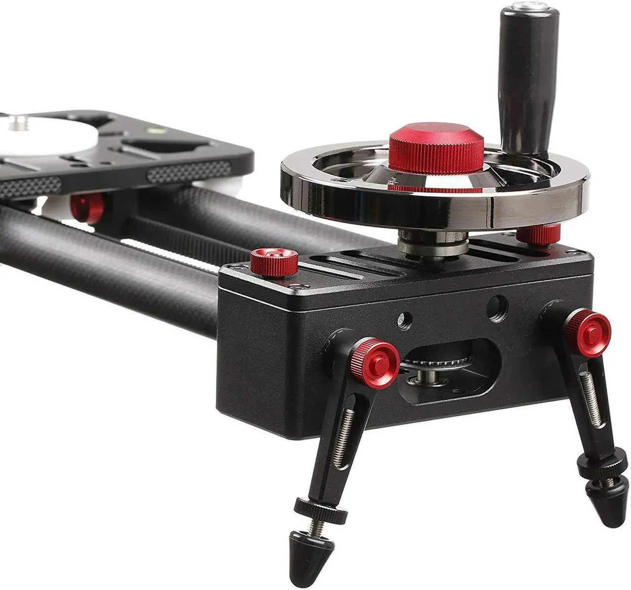 Alt view image 5 of 7 - Movo X-Slider Expandable Carbon Fiber Camera Slider with Belt-Drive System & Weighted Flywheel Hand Control