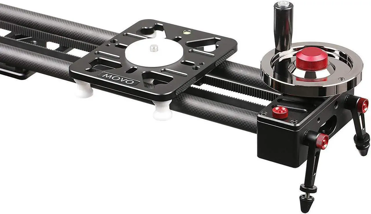 Alt view image 6 of 7 - Movo X-Slider Expandable Carbon Fiber Camera Slider with Belt-Drive System & Weighted Flywheel Hand Control