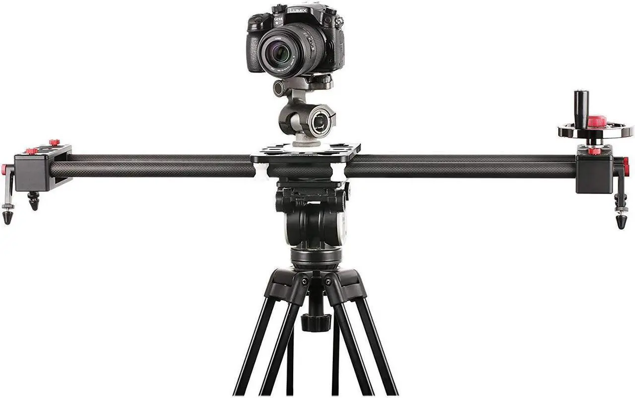 Alt view image 7 of 7 - Movo X-Slider Expandable Carbon Fiber Camera Slider with Belt-Drive System & Weighted Flywheel Hand Control