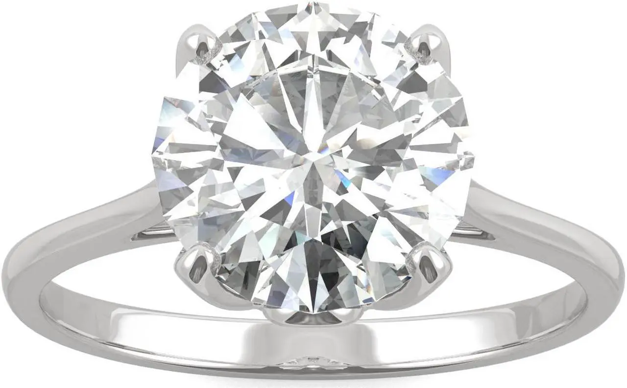 Main image of 14K White Gold Moissanite by Charles & Colvard 9mm Round Engagement Ring-size 7 2.70ct DEW
