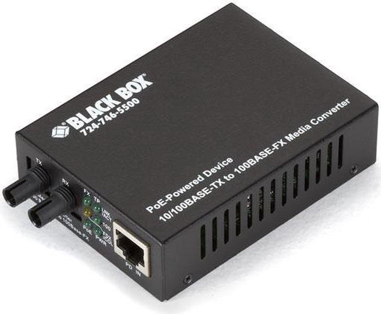 Main image of Black Box PoE PD Media Converter 10Base-T/100Base-TX to 100Base-FX Multimode ST