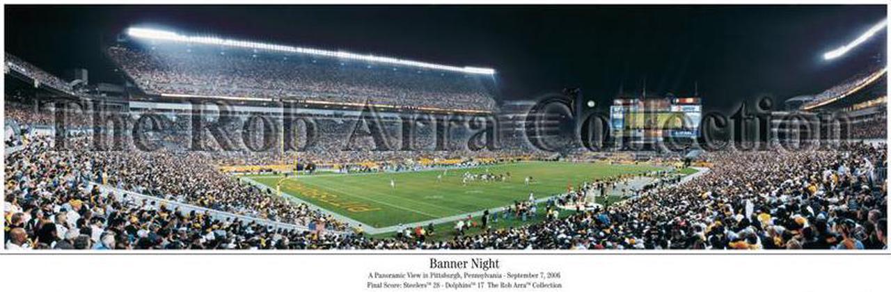 Main image of Pittsburgh Steelers Raise Super Bowl Banner at Heinz Field - NFL 13.5x39 Unframed Panoramic Poster #1028