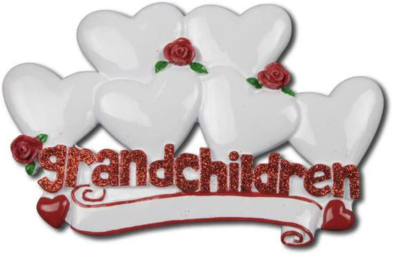 Main image of Grandchildren with 6 Hearts  Personalized Christmas Tree Ornament