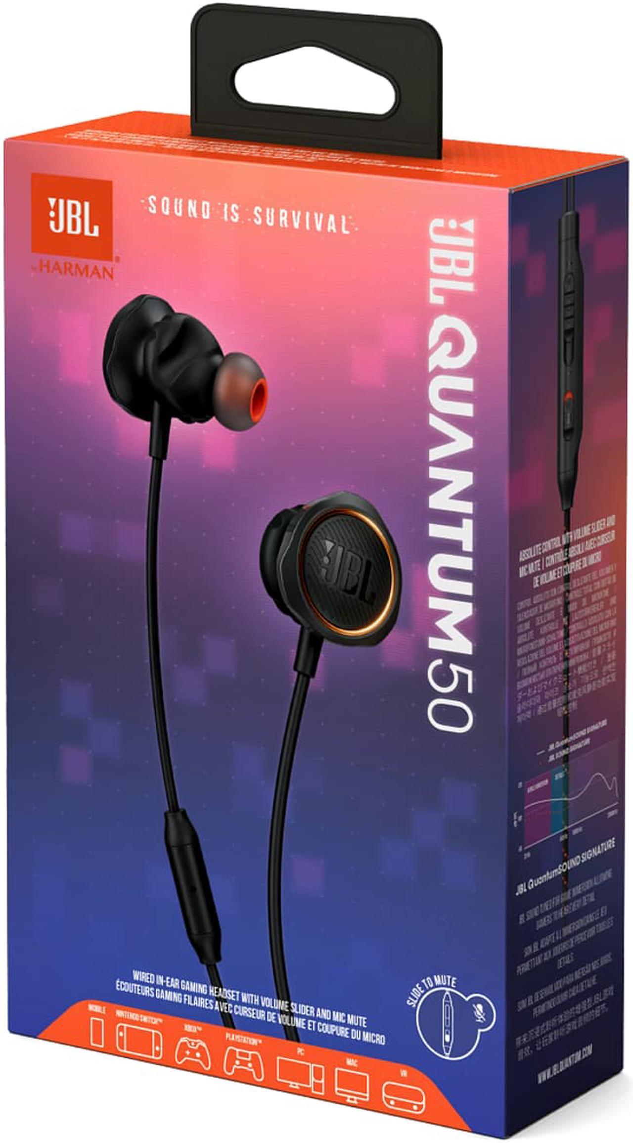 Alt view image 2 of 10 - JBL Quantum 50 Wired In-ear Gaming Headset, Black