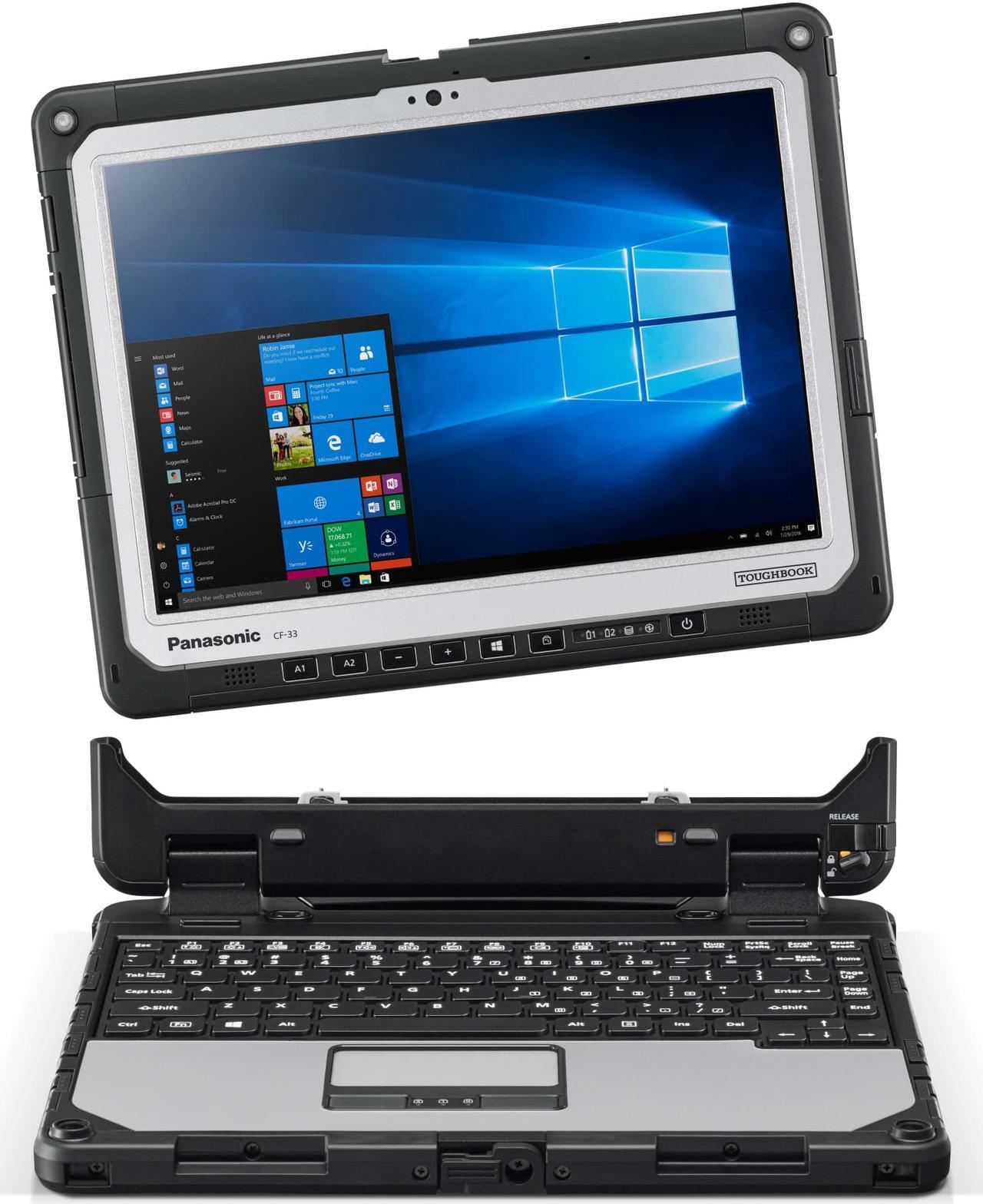 Alt view image 6 of 7 - Panasonic Toughbook CF-33 2-in-1 MIL-STD-810G Certified Laptop, Intel Core i5-7300U, 12.0" QHD Multi-Touch+Digitizer, 8GB RAM, 256GB SSD, 4G LTE Multi Carrier, GPS, Infrared Webcam, Win 10 Pro