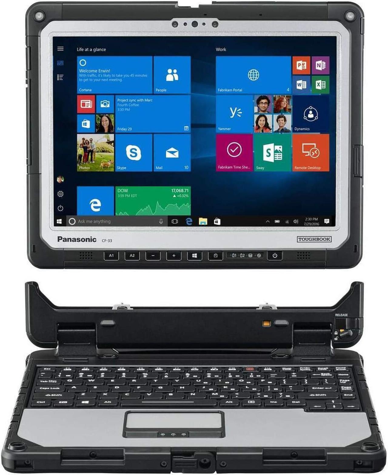 Alt view image 2 of 7 - Panasonic Toughbook CF-33 2-in-1 MIL-STD-810G Certified Laptop, Intel Core i5-7300U, 12.0" QHD Multi-Touch+Digitizer, 8GB RAM, 256GB SSD, 4G LTE Multi Carrier, GPS, Infrared Webcam, Win 10 Pro