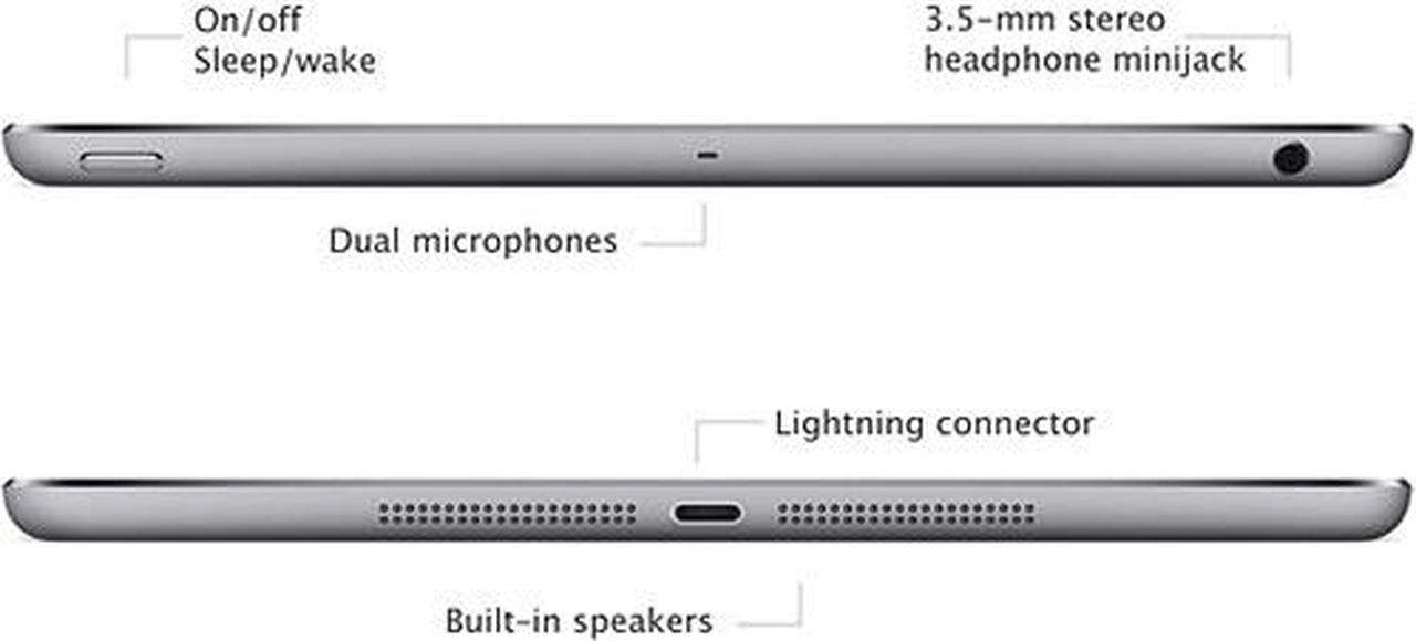 Alt view image 3 of 10 - Apple iPad Air - Grade A - Apple A7 1.40GHz, 1 GB Mem, 16 GB Flash Storage, 9.7" 2048 x 1536 - Wi-Fi - iOS 10 - A1474 MD785LL/A Black with Space Gray