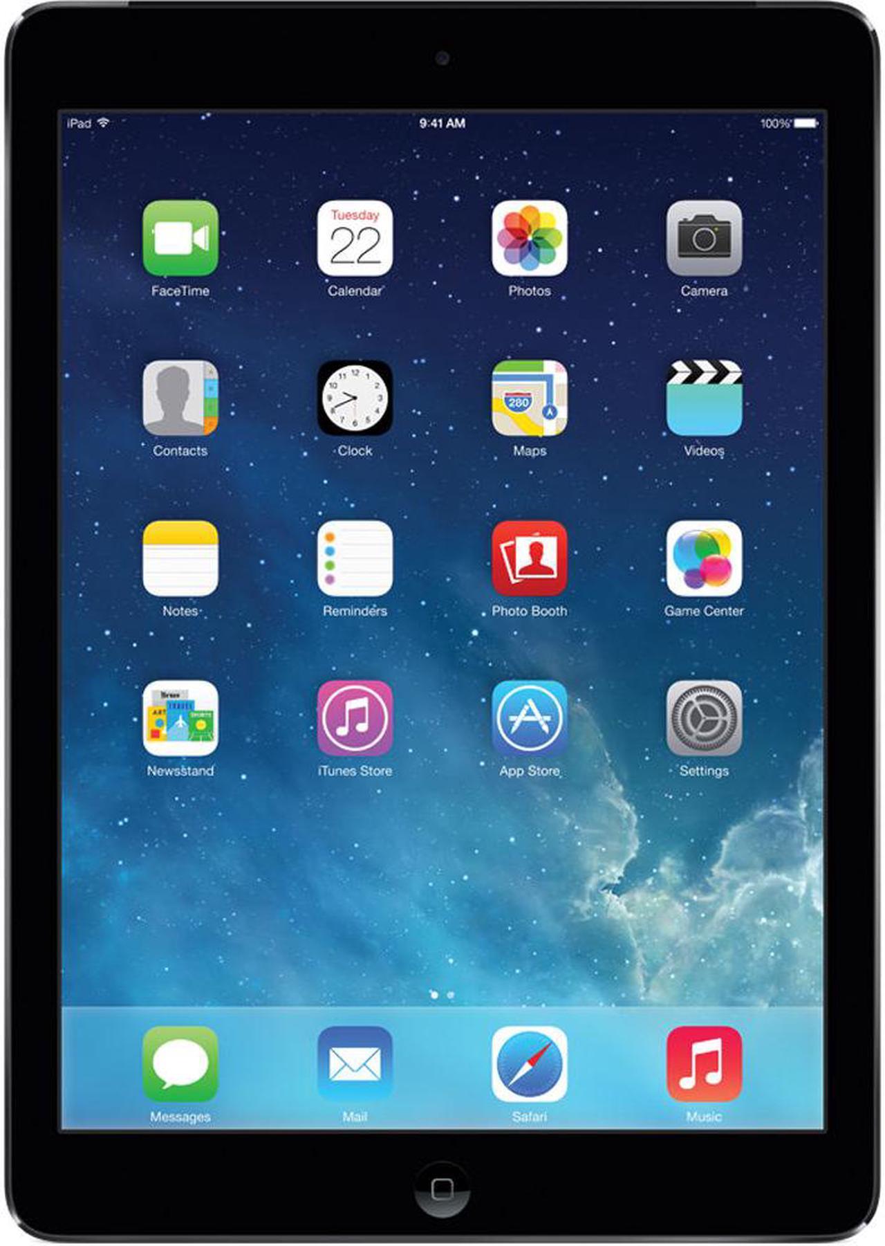 Main image of Apple iPad Air - Grade A - Apple A7 1.40GHz, 1 GB Mem, 16 GB Flash Storage, 9.7" 2048 x 1536 - Wi-Fi - iOS 10 - A1474 MD785LL/A Black with Space Gray