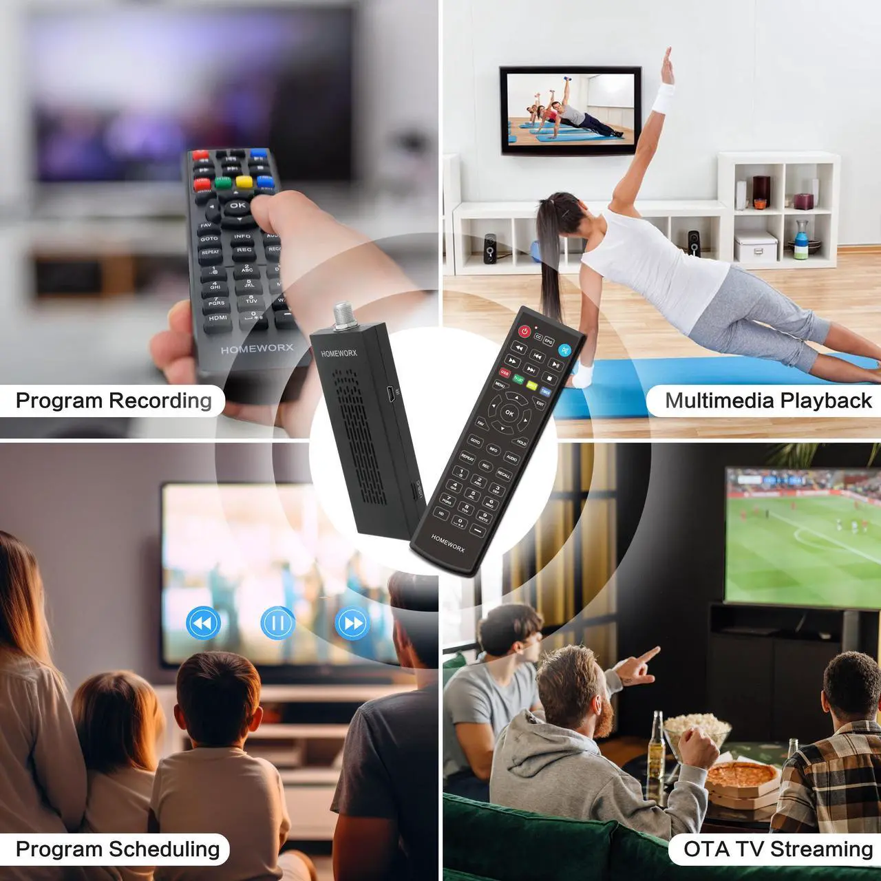 Alt view image 5 of 7 - Mediasonic Digital TV Converter Box Dongle, ATSC Digital Converter Box with TV Tuner, TV Recording, USB Multimedia Function, 1080P HDMI Output, Clear QAM by Mediasonic HomeWorx (HW135STB)