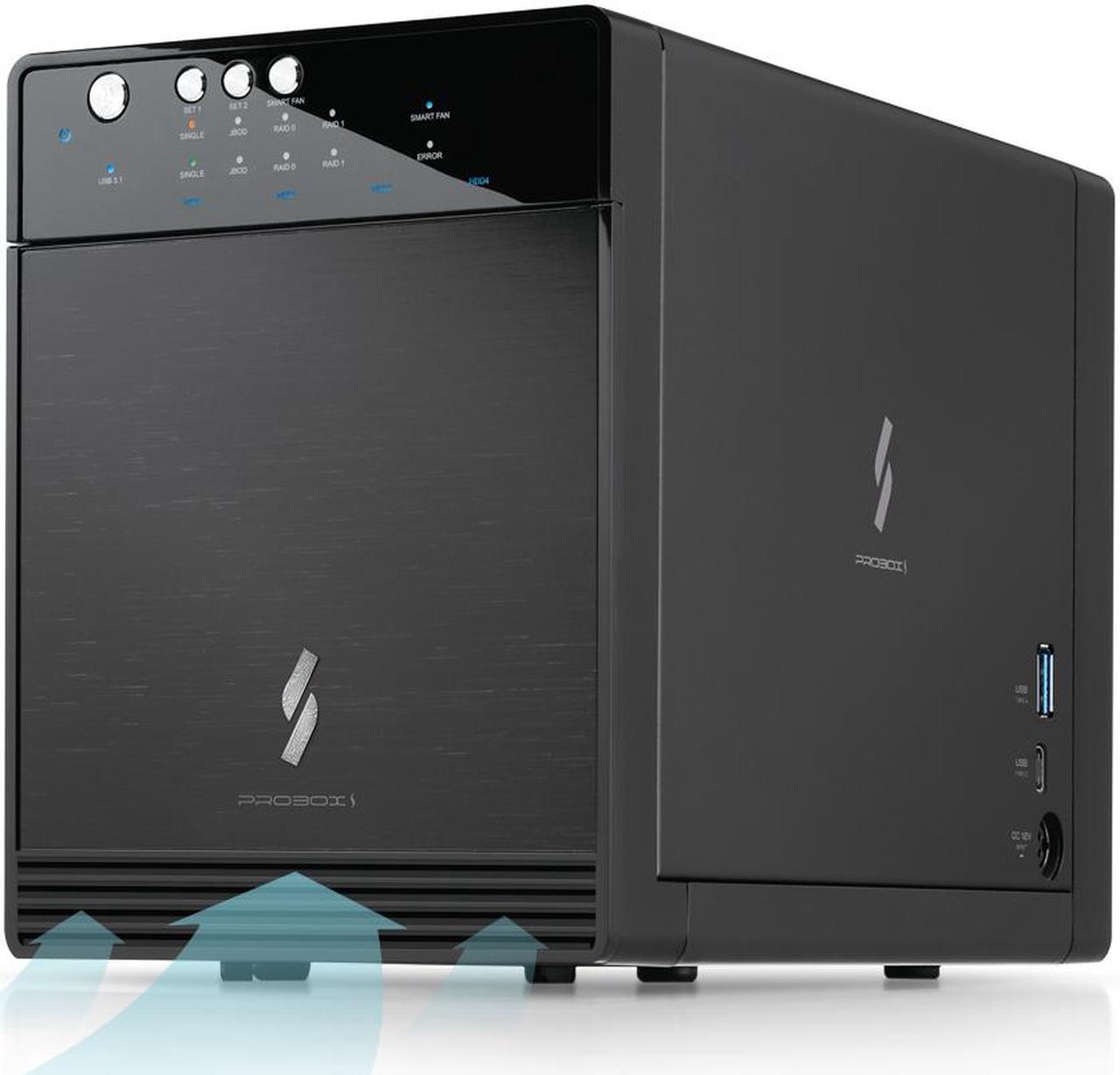 Alt view image 7 of 7 - Mediasonic Raid 0 / 1 USB 3.2 Type C 4 Bay 3.5 SATA Hard Drive Enclosure with USB Hub Feature USB 3.2 Gen 2 10Gbps (HFR7-SU31CH)