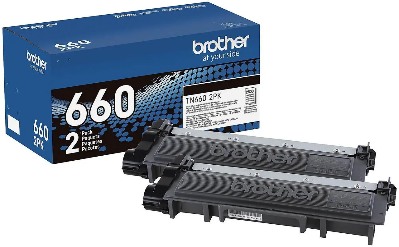 Main image of Brother TN-660 High Yield Black Toner Cartridge (2-Pack)